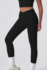 Women's Athletic Twist Cross Waist Yoga Leggings