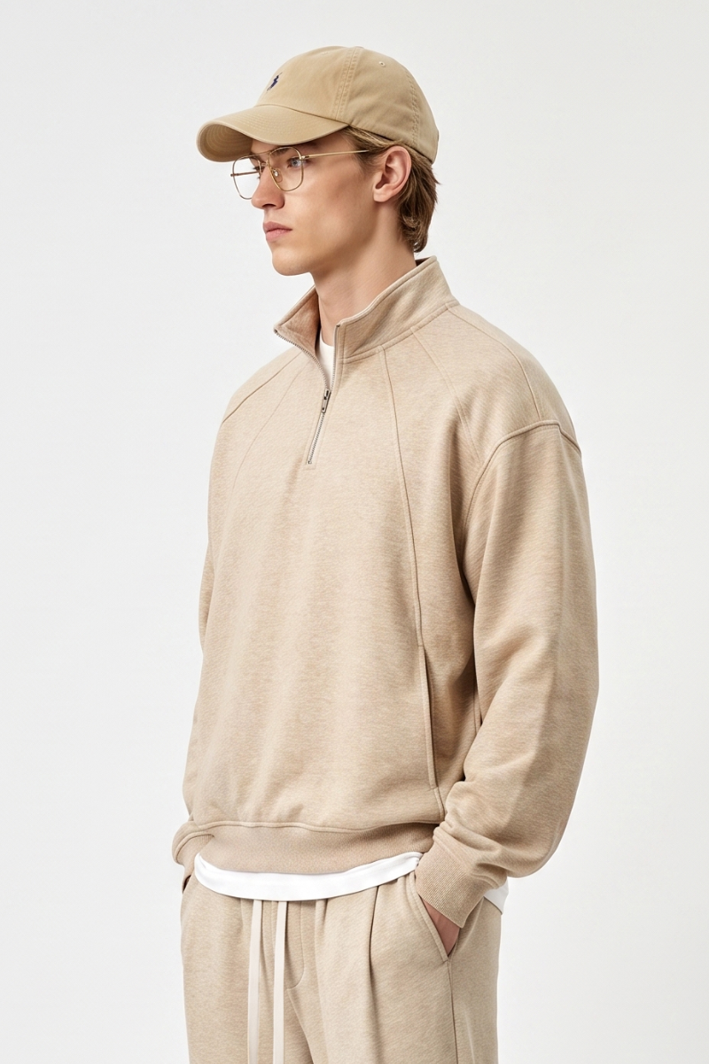 Men's  Fall 1/4 Zip Raglan Sleeve Mock Neck Sweatshirt
