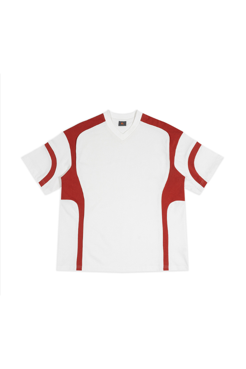 Men's 100% Cotton Color-Block V-Neck Short-Sleeve T-Shirt