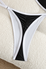 Women's Summer Color Block Backless Sexy Bikini Sets