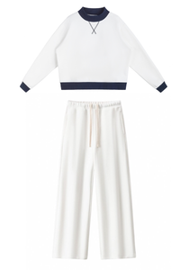 Women's Fall Fleece Mock Neck Sweatsh & Sweatpants Set