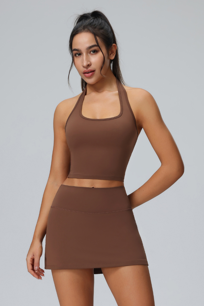 Women's Halter Vest & Tennis Skirt Two-Piece Set