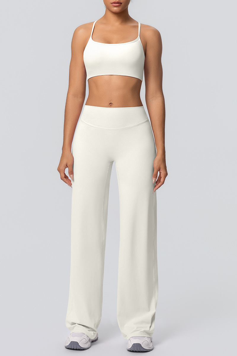 Women's Solid Color Criss-Cross Back Sports Set.