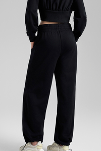 Women's Fall Elastic Waistband Drawstring Hem  Straight Leg Pants