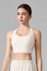 Women's Mesh Splicing Racerback Wide Strap Athletic Tennis Bra