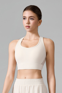 Women's Mesh Splicing Racerback Wide Strap Athletic Tennis Bra