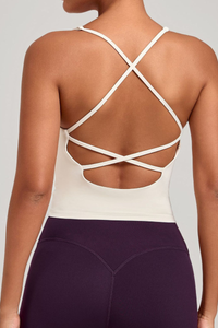 Women's Athletic V-neck Cross Back Tank Top