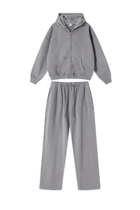 Unisex Fall Vintage Cotton Set:Hooded Jacket And Sweatpants