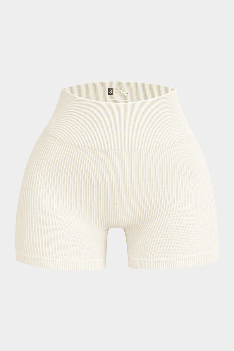 Women's Seamless Ribbed High-Waisted Biker Yoga Shorts