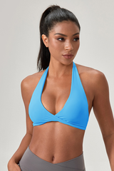 Women’s Twist-Front Halter Backless Sports Bra