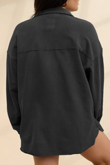 Semi-open collar long-sleeved shirt