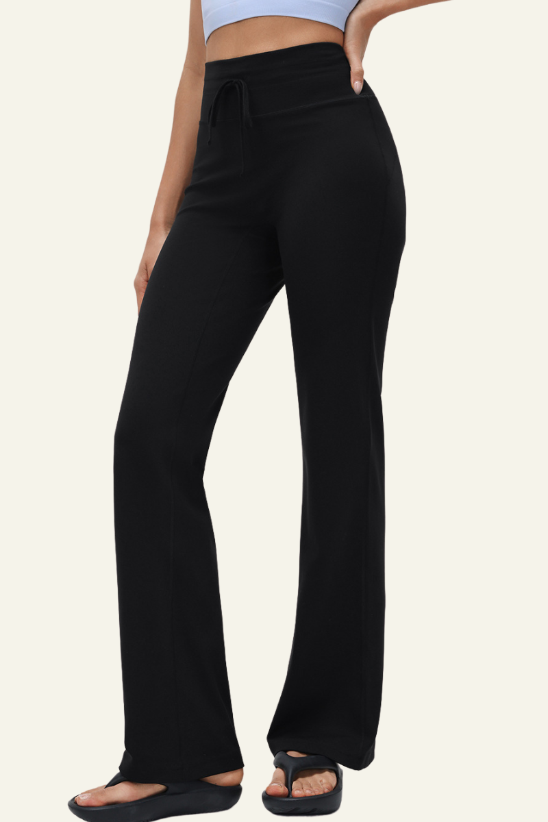 Women's Athletic High-Waist Drawstring Flared Yoga Pants.