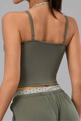 Women's Halterneck Polka Dot Cropped Workout Yoga Tank Top