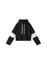 Women's Fall Cropped Openwork Lace Patchwork Hoodie