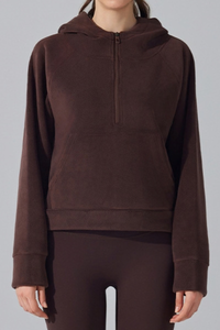 Women's Fall/Winter Fleece Half Zip Cropped Thermal Hoodie