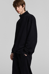 Collared, semi-zippered sweatshirt