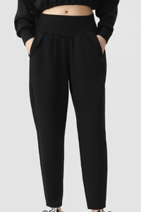 Women's High Rise Joggers with Pleated Waist and Side Pocket
