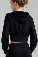 Women's Fall Dual-Zipper Cropped Drop Shoulder Hooded Jacket