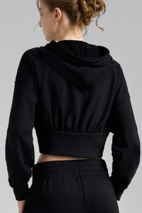 Women's Fall Dual-Zipper Cropped Drop Shoulder Hooded Jacket
