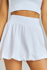 Women's Bubble Hem Anti-Chafing Yoga Skirt with Pockets