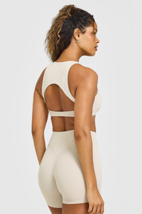 Women's Yoga Sets: Cutout Back Top and High Waist Shorts