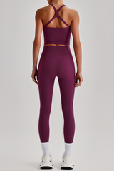 Women's Square Cross Back Tank Top &High Rise Leggings Set