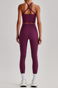 Women's Square Cross Back Tank Top &High Rise Leggings Set