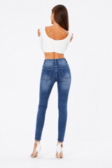 Women's Washed Stretch High Waist Slim Fit Skinny Jeans