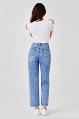 Women's Vintage Distressed Straight Leg Cropped Jeans