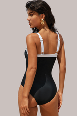 Women's Color-Block Square-Neck One-Piece Swimsuit