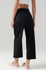 Women's Sports Solid Side Pocket Wide-Leg Pants