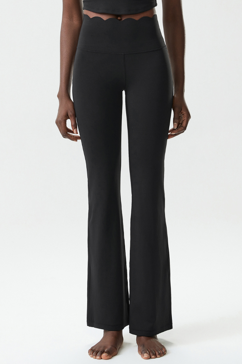 Women's Petal Hem Solid Flared  Yoga Pants