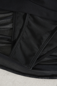 Women's Asymmetric Mesh Panel Side Pleated Swimsuit