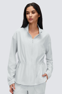 Women's Windproof Drawstring Media Pocket Peplum Jacket