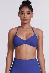 Women's Seamless Pleated Halterneck Sports Bra