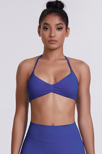 Women's Seamless Pleated Halterneck Sports Bra