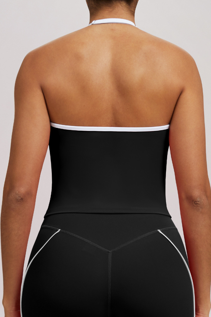 Women's Athletic Halterneck Color Block SeamlessTank Top