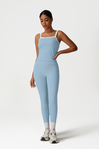 Women High-Waisted Color-Block Butt-Lifting Yoga Set: Vest + 9/10 Leggings