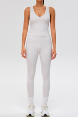 Women's Sport Sets:Wide Shoulder Straps Tank Top & Leggings