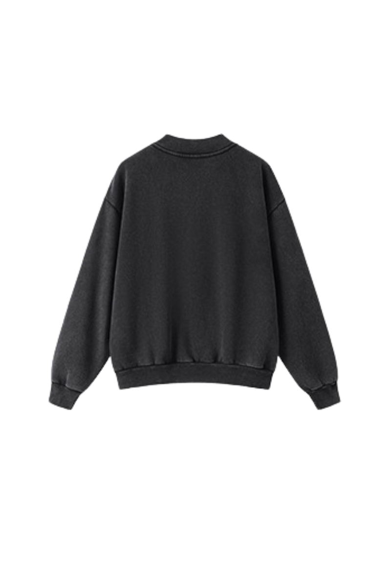Unisex Fall Vintage Washed Fleece Quarter Zip Sweatshirt