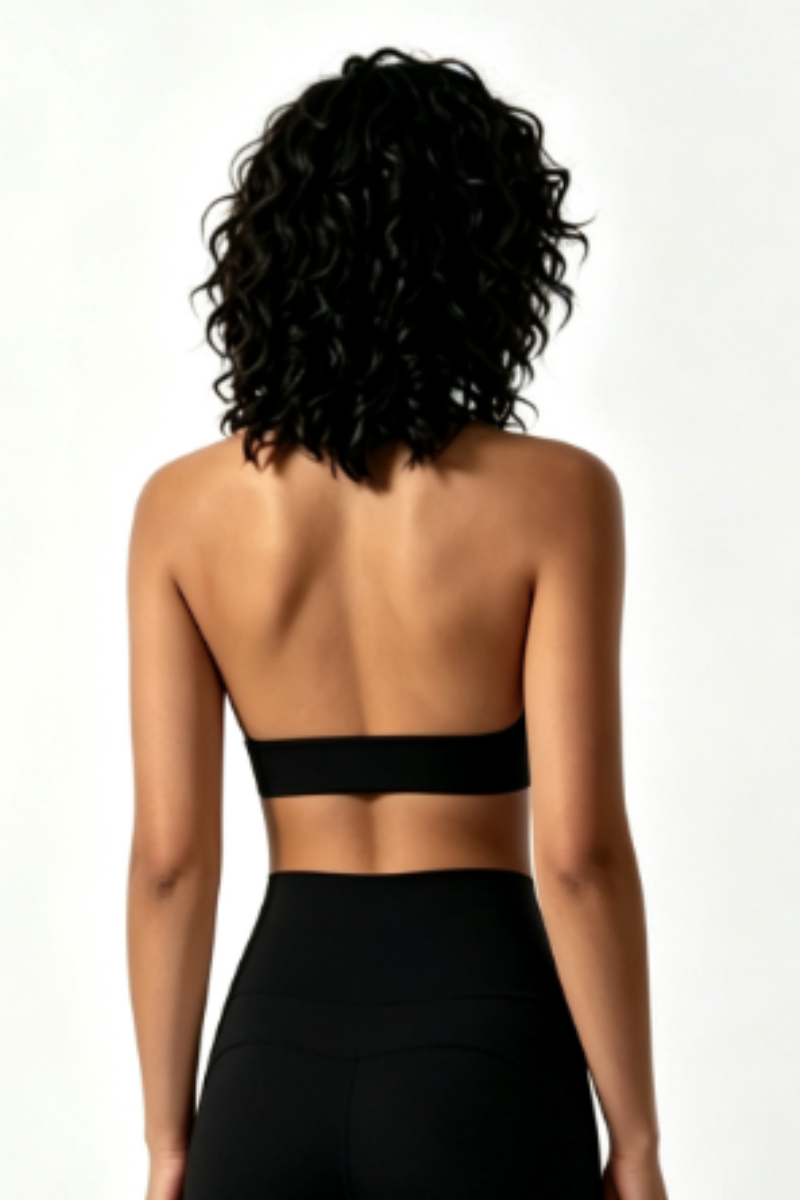 Women's Scalloped Halter V Neck Padded Workout Sports Bra