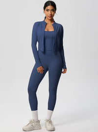 Women Activewear Set:Slim Fit Sports Bra+Zip Jacket+Leggings