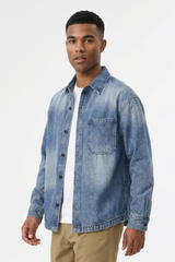 Men's Relaxed Fit Classic Loungewear Denim Shirt Jacket