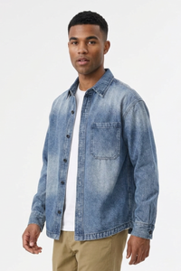 Men's Relaxed Fit Classic Loungewear Denim Shirt Jacket