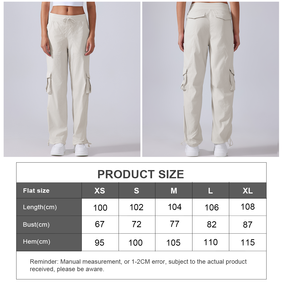 Women Lightweight Quick Dry Multi-Pocket Outdoor Running Sports Fitness Workwear Wide Leg Casual Pants