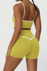 2 Pcs Set Women'S Color Contrast Yoga Bra + Yoga Leggings
