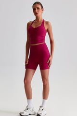Women Solid Naked Sensation Yoga Set: High-Waisted Sculpting Shorts + Crisscross Back Support Bra