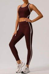Trimmed sports bra & yoga leggings 2-piece set