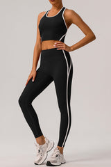 Trimmed sports bra & yoga leggings 2-piece set