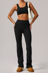 U-shaped back sports bra + micro flared pants 2-piece set